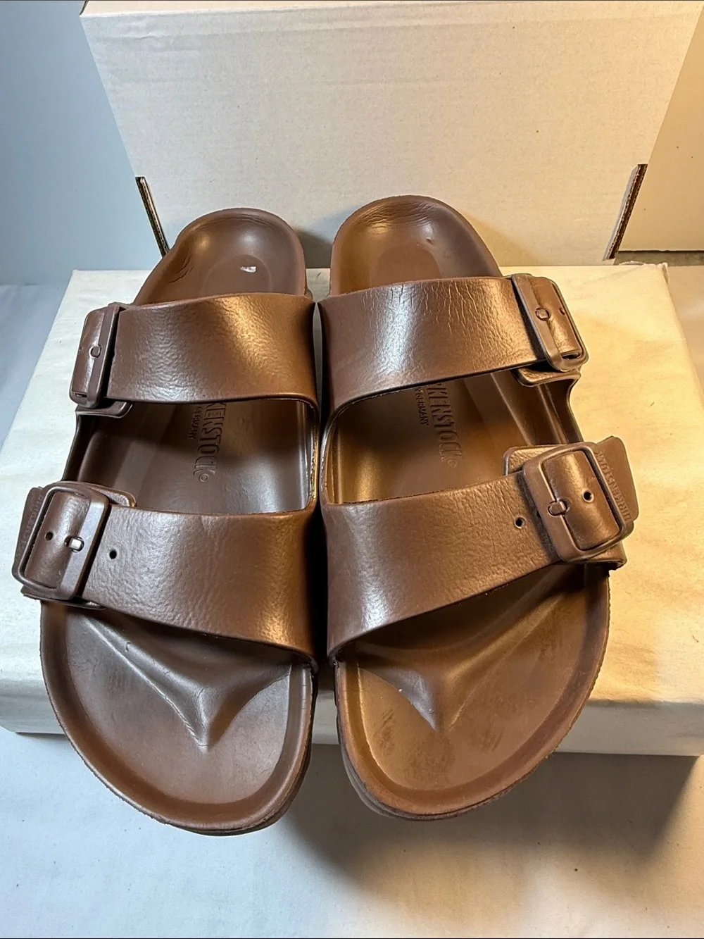 Birkenstock Men’s Two-Strap Slide Sandals - Dark Brown